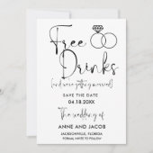 Funny Free Drink Photo Wedding Save the Date (Devant)