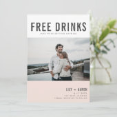 Funny Free Drink Photo Wedding Save the Date (Debout devant)