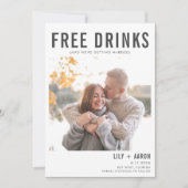Funny Free Drink Photo Wedding Save the Date (Devant)