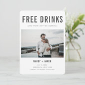 Funny Free Drink Photo Wedding Save the Date (Debout devant)