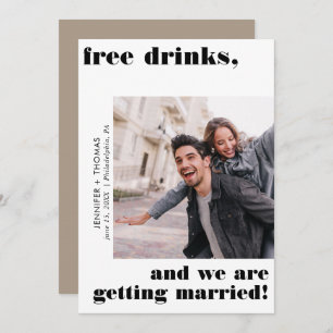 Funny Free Drink Typografie Save the Date Desert Kaart