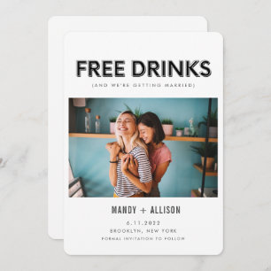 Funny Free Drinken Foto van Lesbian Save the Date