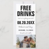 Funny Free Drinken Foto Wedding Save the Date (Voorkant)