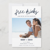 Funny Free Drinken Foto Wedding Save the Date (Voorkant)