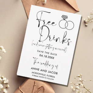 Funny Free Drinken Foto Wedding Save the Date