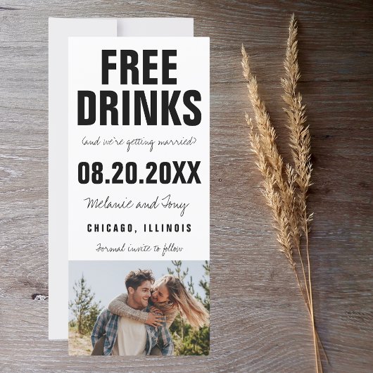 Funny Free Drinken Foto Wedding Save the Date