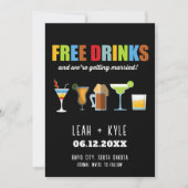 Funny Free Drinken Foto Wedding Save the Date Kaart (Voorkant)
