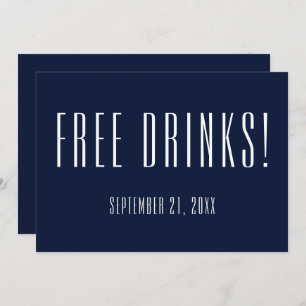 Funny Free Drinken Navy Blue Wedding Save the Date