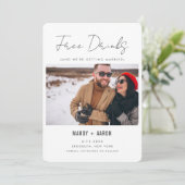 Funny Free Drinken Photo Wedding Save The Date (Staand voorkant)