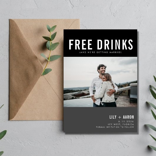 Funny Free Drinken Photo Wedding Save The Date