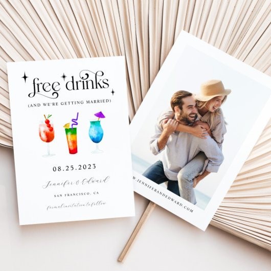 Funny Free Drinken Save the Date Kaart