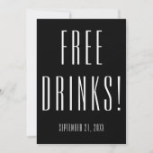 Funny Free Drinken Wedding Black Save the Date (Voorkant)