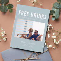 Funny Free Drinken Wedding Blue Save the Dates