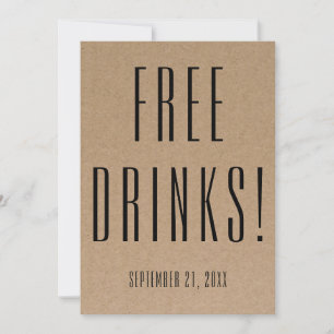 Funny Free Drinken Wedding Kraft Save the Date