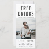 Funny Free Drinken Wedding Photo Save the Date (Voorkant)