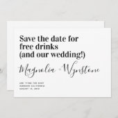 Funny Free Drinken Wedding Save the Date (Voorkant / Achterkant)