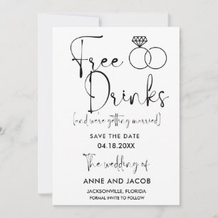 Funny Free Drinken Wedding Save the Date
