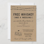 Funny Free Whiskey et une Faire-part de mariage<br><div class="desc">Whiskey gratuit (et un Mariage!) Drôle libellé d'invitation pour un mariage amusant. Les toasts au whisky sont dessinés à la main sur un arrière - plan kraft merveilleusement rustique. Coordonner RSVP, Détails, Registre, cartes de remerciements et d'autres articles sont disponibles dans la collection 'Rustic Distillery Line Art' de mon magasin....</div>