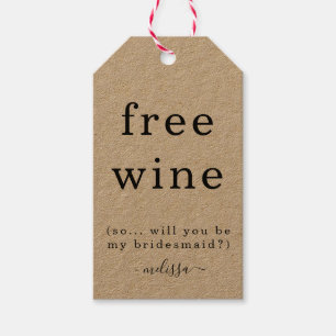 Funny Free Wine Word jij mijn bruidsmeisje Label Cadeaulabel