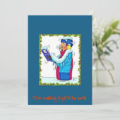 Funny Freeation Man in Snow Party Invitation Blue Kaart (Staand voorkant)