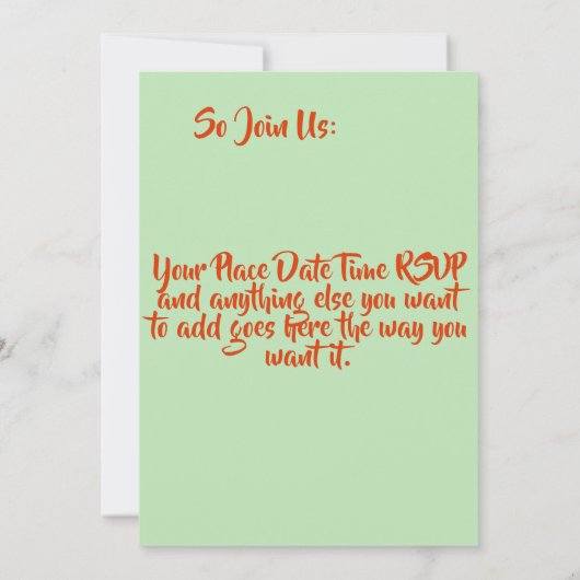 Funny Freeation Man in Snow Party Invitation Blue Kaart (Achterkant)