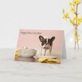 Funny French Bulldog carte de fête des mères (Fleur jaune)