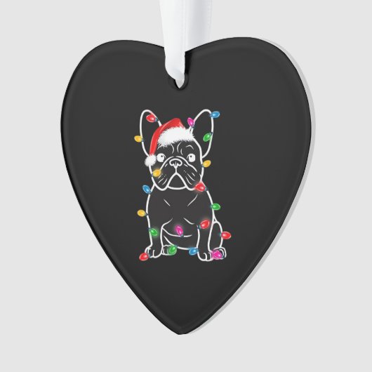 Funny French Bulldog Dog Tree Christmas Lights Xma Ornament (voorkant)