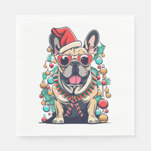 Funny French Bulldog Dog Tree kerstlampjes Xma Servet