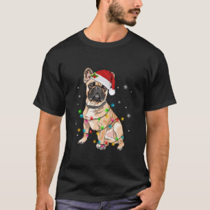 Funny French Bulldog Dog Tree kerstlampjes Xma T-shirt