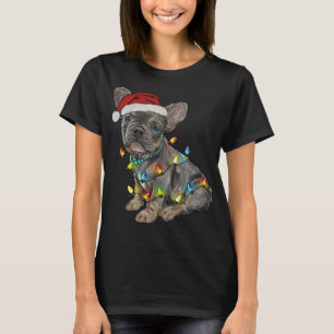 Funny French Bulldog Dog Tree kerstlampjes Xma T-shirt