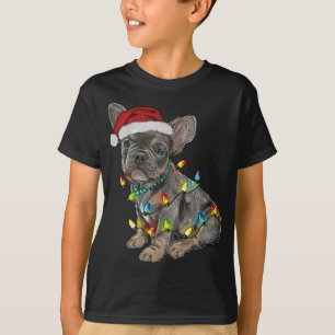 Funny French Bulldog Dog Tree kerstlampjes Xma T-shirt