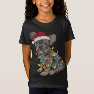 Funny French Bulldog Dog Tree kerstlampjes Xma T-shirt