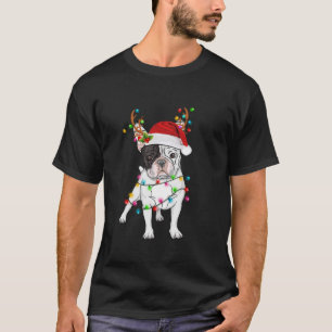 Funny French Bulldog Dog Tree kerstlampjes Xma T-shirt