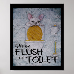Funny French Bulldog in Toilet Hondenliefhebber Poster
