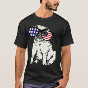 Funny French Bulldog met Amerikaanse bril T-shirt