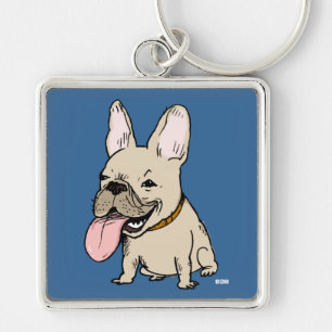 Funny French Bulldog met Huge Tongue Stikking out Sleutelhanger