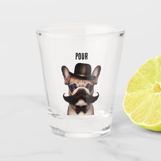 Funny French Bulldog Pour Custom Shot Glas (Voorkant)