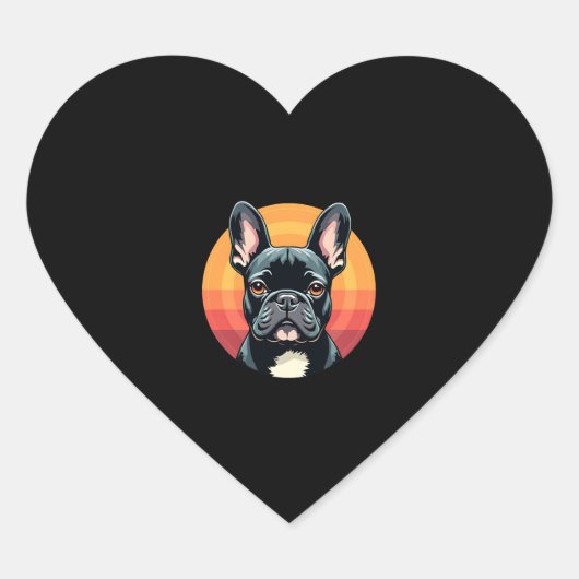 Funny French Bulldog Retro outfits Clothes Cute fo Hart Sticker (Voorkant)