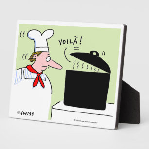Funny French Chef Cooking Cartoon Desk Fotoplaat
