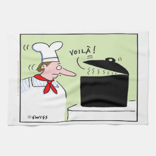 Funny French Chef Gourmet Cartoon Kitchen Towel Theedoek