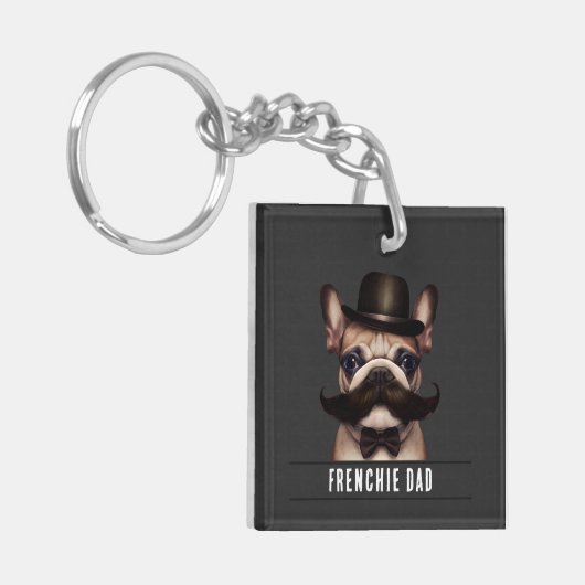 Funny Frenchie Dad Custom Name Double Sided Sleutelhanger (Voorkant Links)