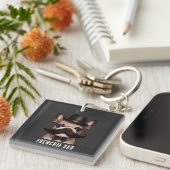 Funny Frenchie Dad Custom Name Double Sided Sleutelhanger (Voorkant Rechts)