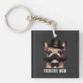 Funny Frenchie mama aangepaste naam dubbelzijdig Sleutelhanger (Voorkant)