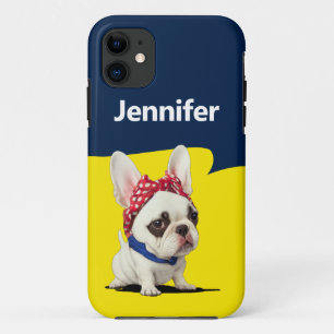 Funny Frenchie Rosie de Riveter Parody iPhone 11 Hoesje
