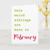 Funny frère soeur Février carte d'anniversaire (Fleur jaune)