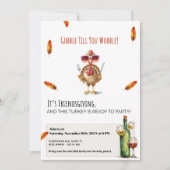 Funny Friendsgiving Invite Gobble Till You Wobble Kaart (Voorkant)