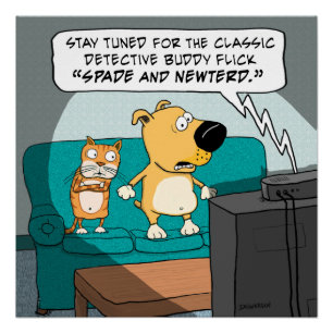 Funny Frighed Cat and Dog Poster Perfect Poster