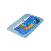 Funny frilly nek lizard surfende cartoon badmat (Gekanteld)