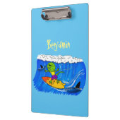 Funny frilly nek lizard surfende cartoon klembord (Links)