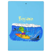 Funny frilly nek lizard surfende cartoon klembord (Achterkant)